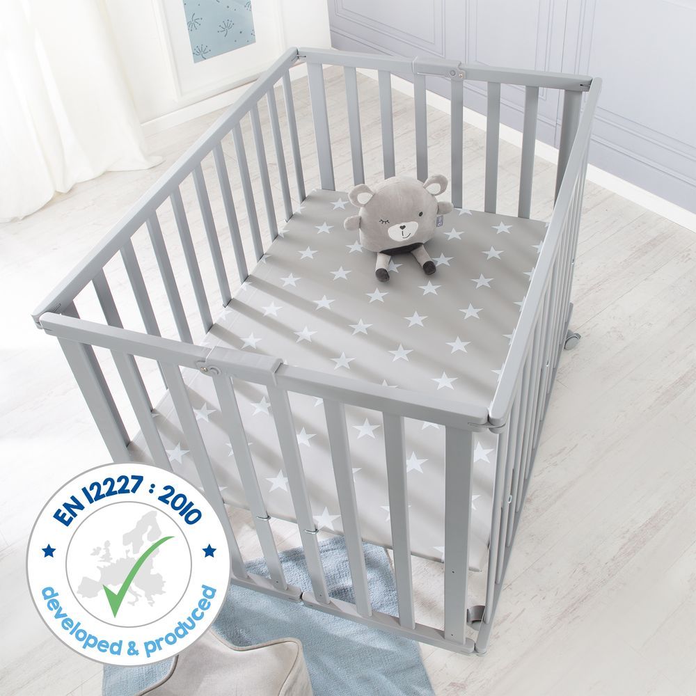 Roba - Height Adjustable Wooden Folding Playpen 74x100cm - Taupe