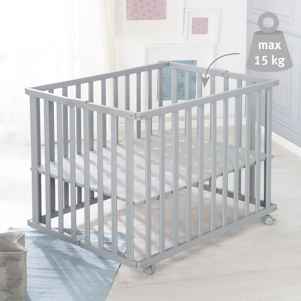 Roba - Height Adjustable Wooden Folding Playpen 74x100cm - Taupe