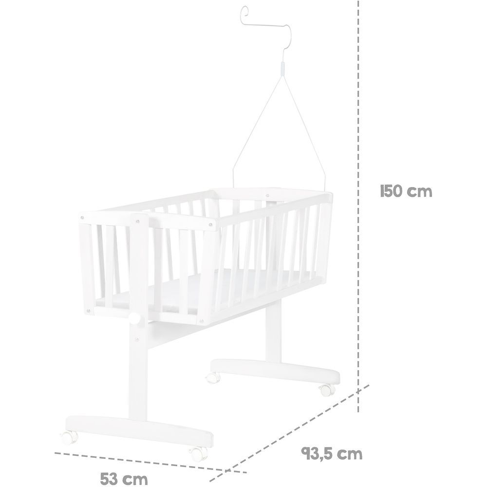 Roba - Wooden Cradle 40 x 90 cm W/ Bedding Set And Accessories