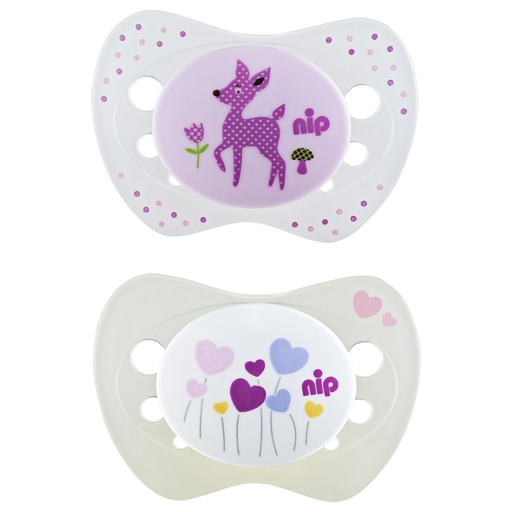 Nip - Life Soothers 0-6m Pack of 2 - Pink Deer & Heartflower