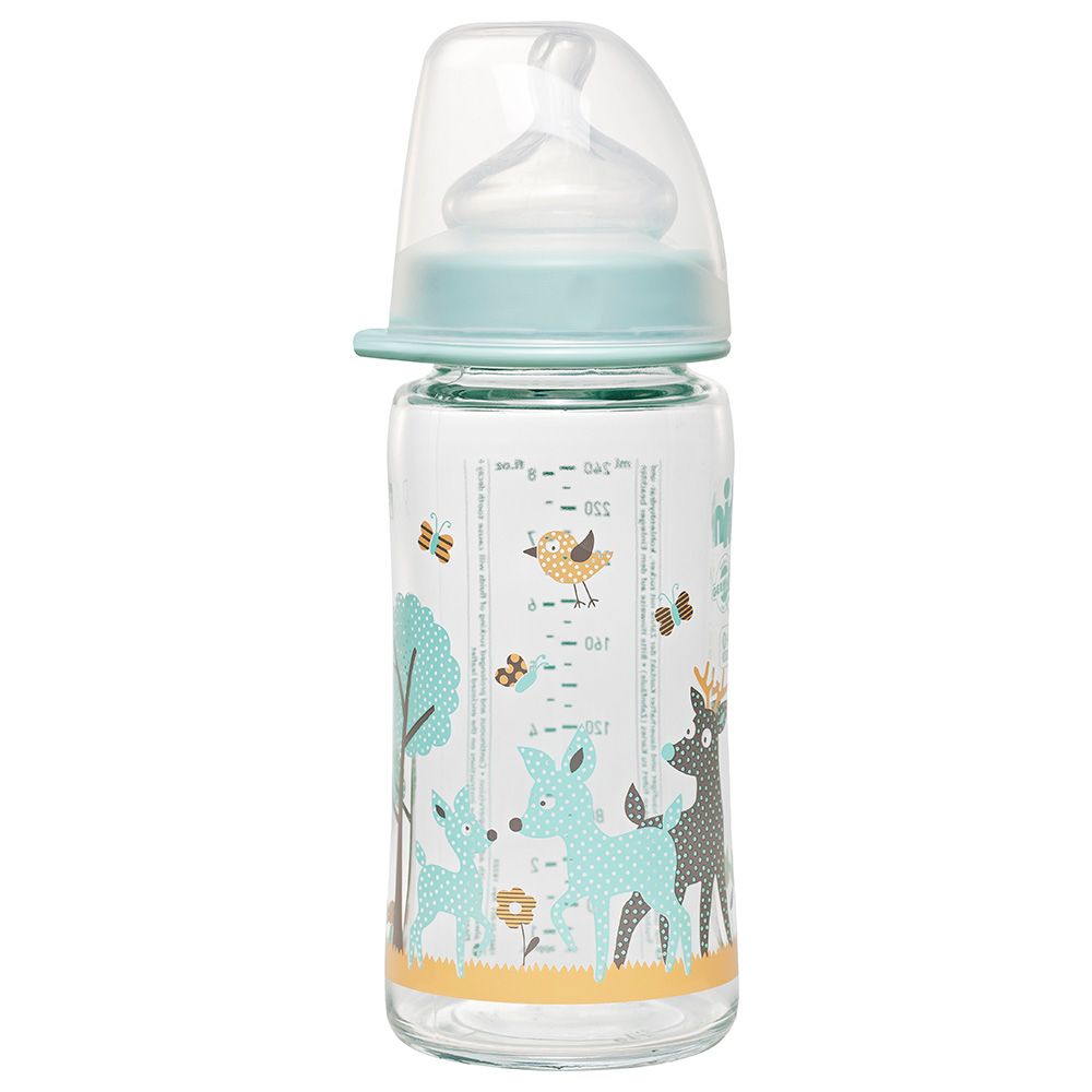 Nip - Wide Neck Glass Bottle 240ml 0m+ - Deer Boy