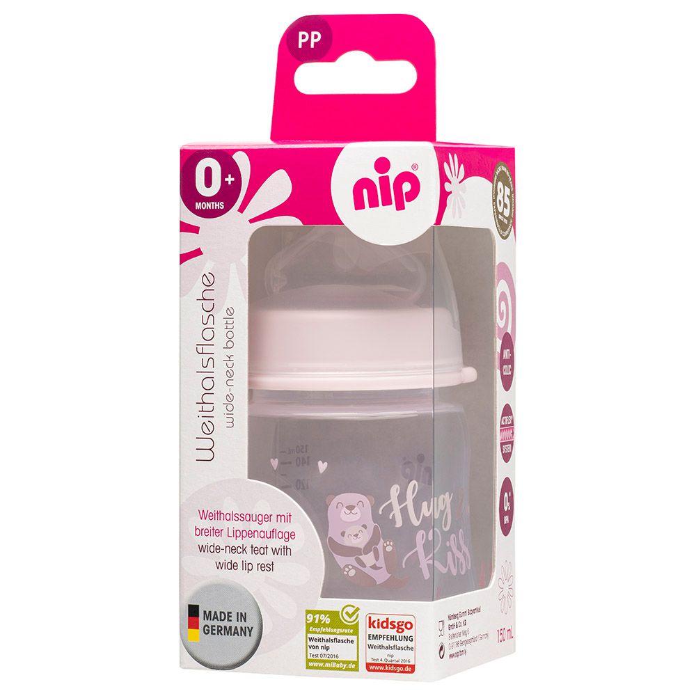 Nip - Wide Neck PP Round Teat-S Bottle 150Ml - Hug & Kiss