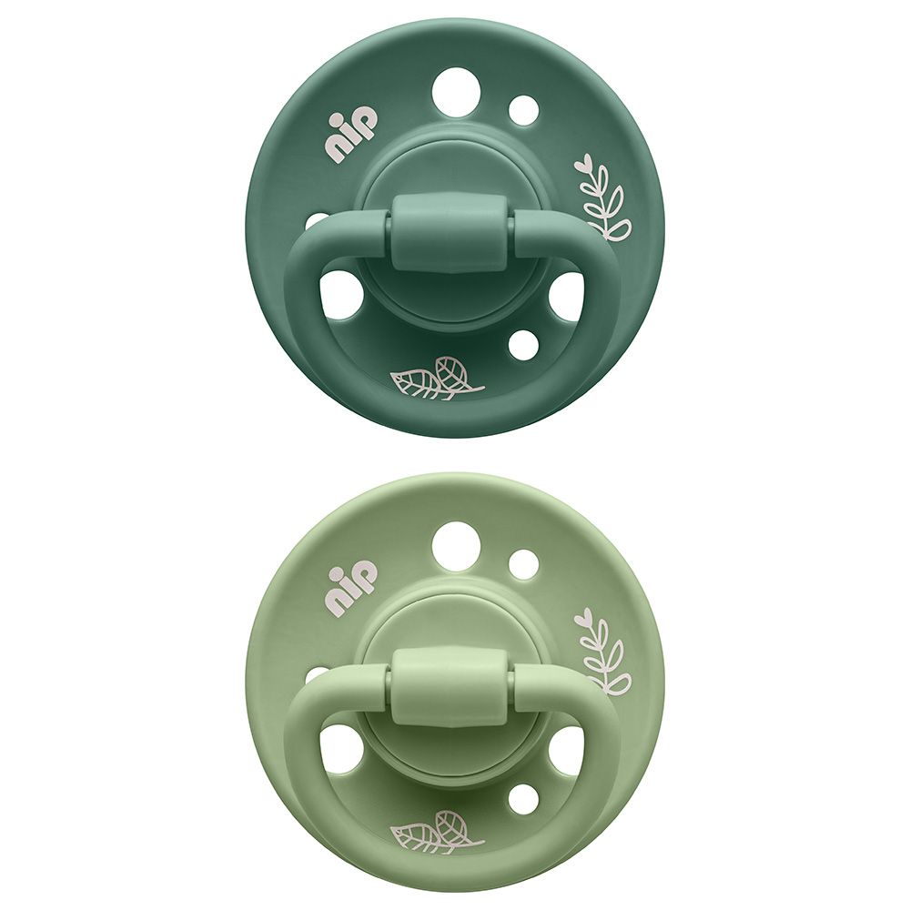 Nip - Cherry Round Soother - Light Green/Dark Green - 6M+