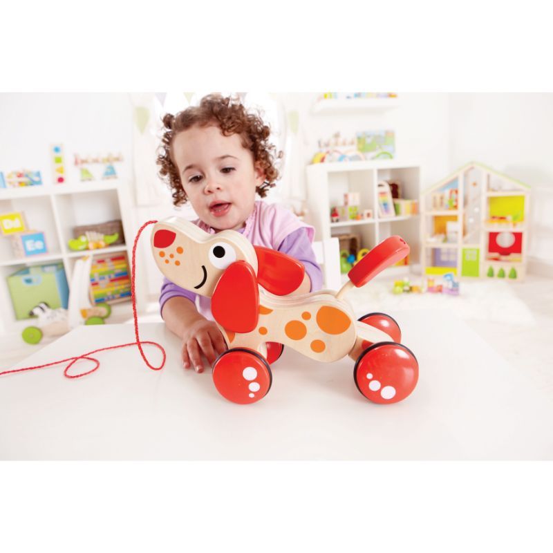 Hape - Puppy Push & Pull Walk-A-Long Wooden Toy 