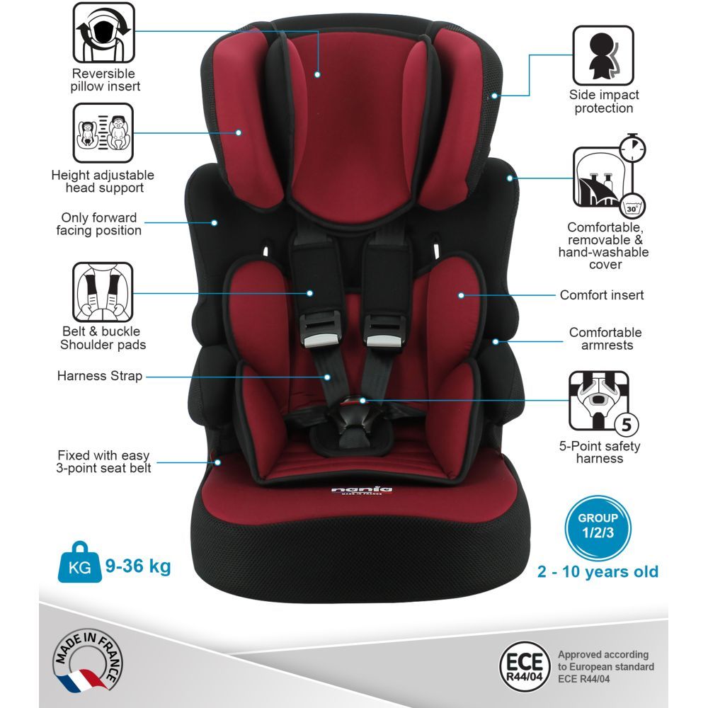 NANIA - Beline Carseat For Group 1/2/3 - Bordeau