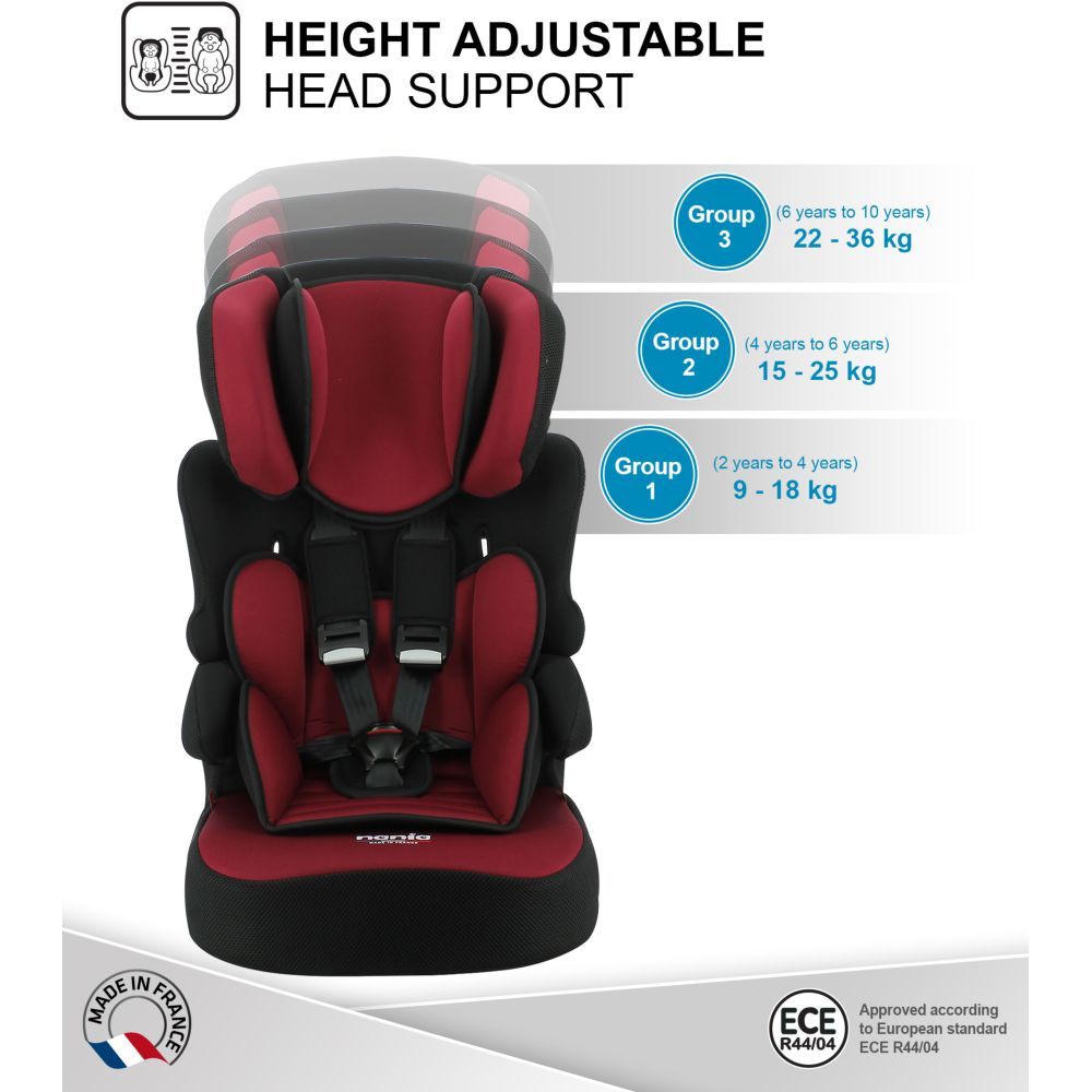 NANIA - Beline Carseat For Group 1/2/3 - Bordeau