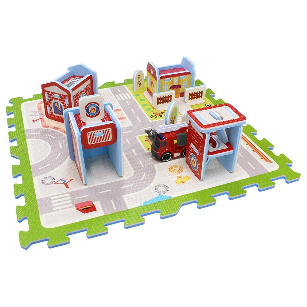 Sunta - Fire Station Adventures With Fire Engine Puzzle Mat