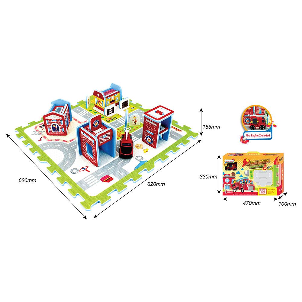 Sunta - Fire Station Adventures With Fire Engine Puzzle Mat