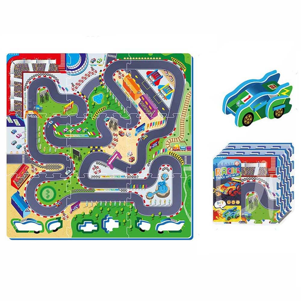 Sunta - Racing Track With DIY Car Puzzle Mat 9pcs