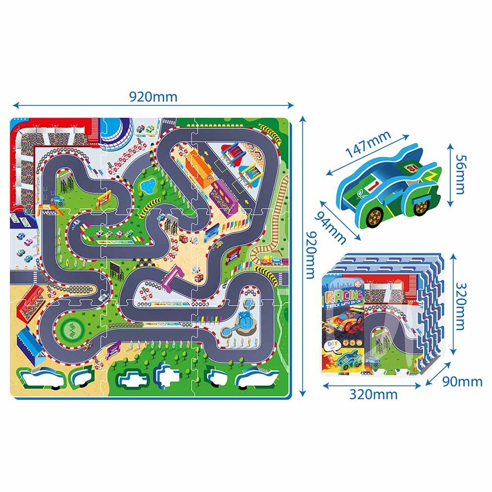 Sunta - Racing Track With DIY Car Puzzle Mat 9pcs