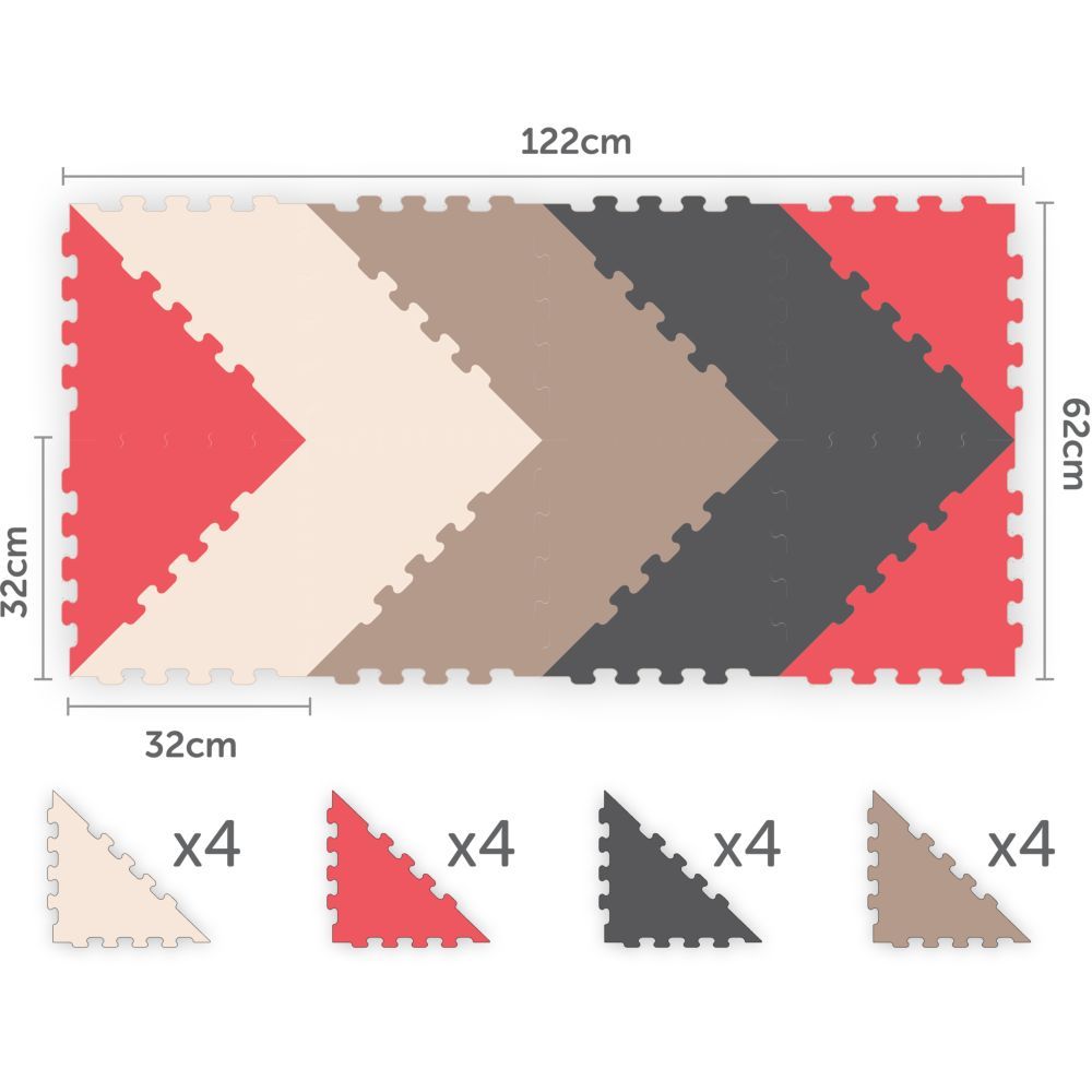 Sunta - 4 Colours Triangle Puzzle Floor Mat 16Pcs