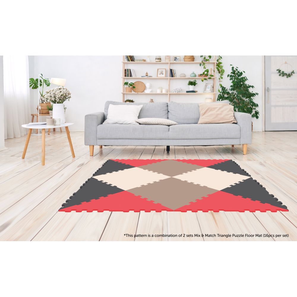 Sunta - 4 Colours Triangle Puzzle Floor Mat 16Pcs