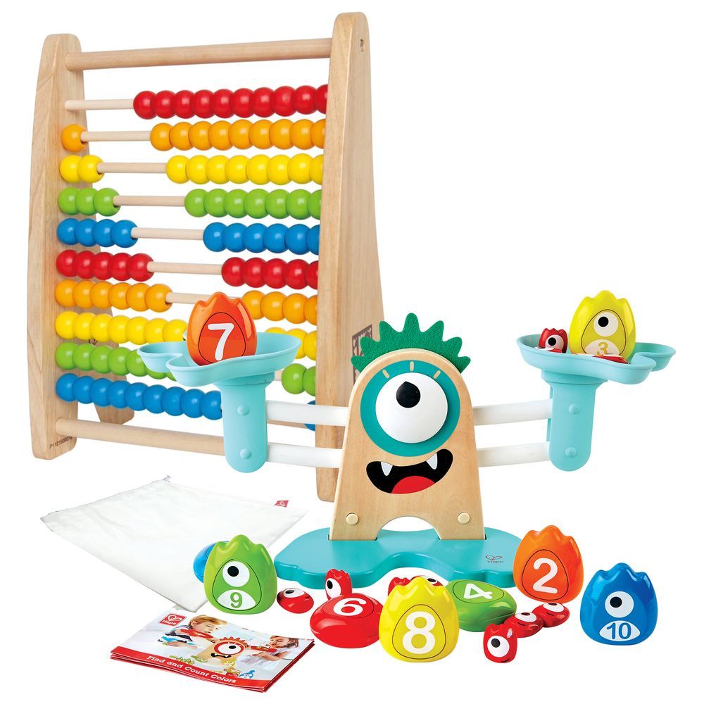 Hape - Learn to Count w/ Math Weighing Scale 22pcs & Rainbow Abacus