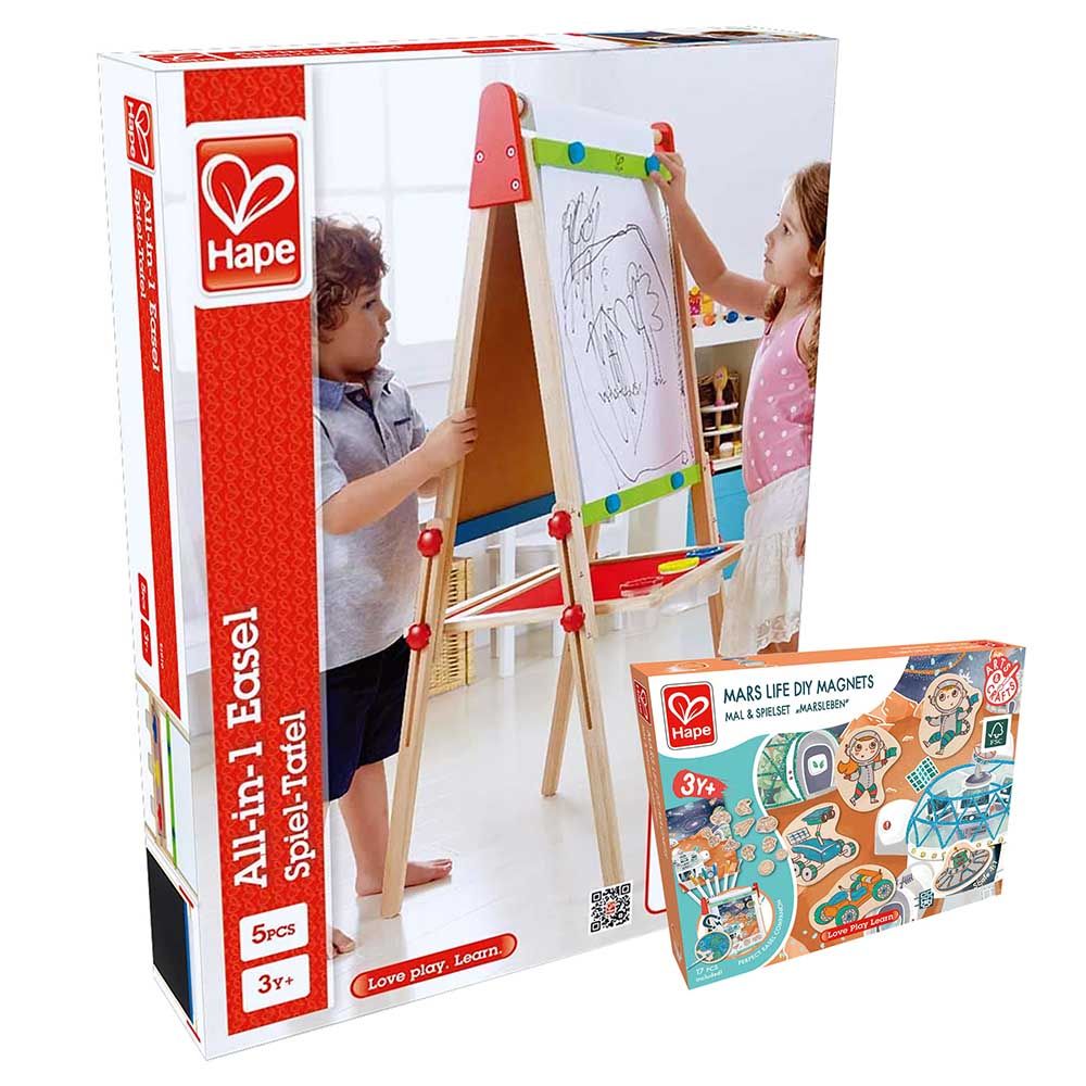 Hape - All-in-1 Magnetic Wooden Easel w/ DIY Magnets - 22pcs