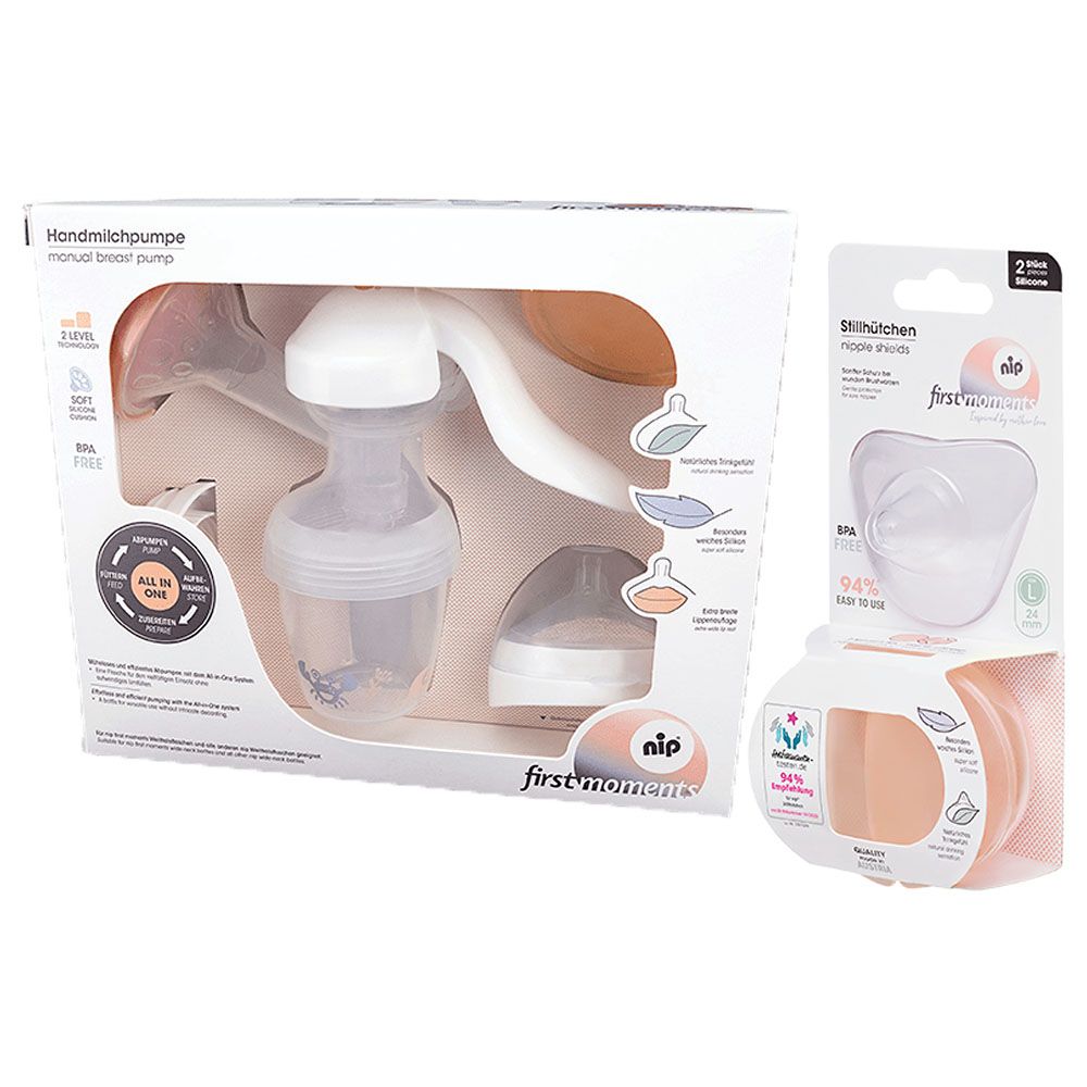 Nip - All-in-One Manual Breast Pump & Nipple Shield - L - 2pcs