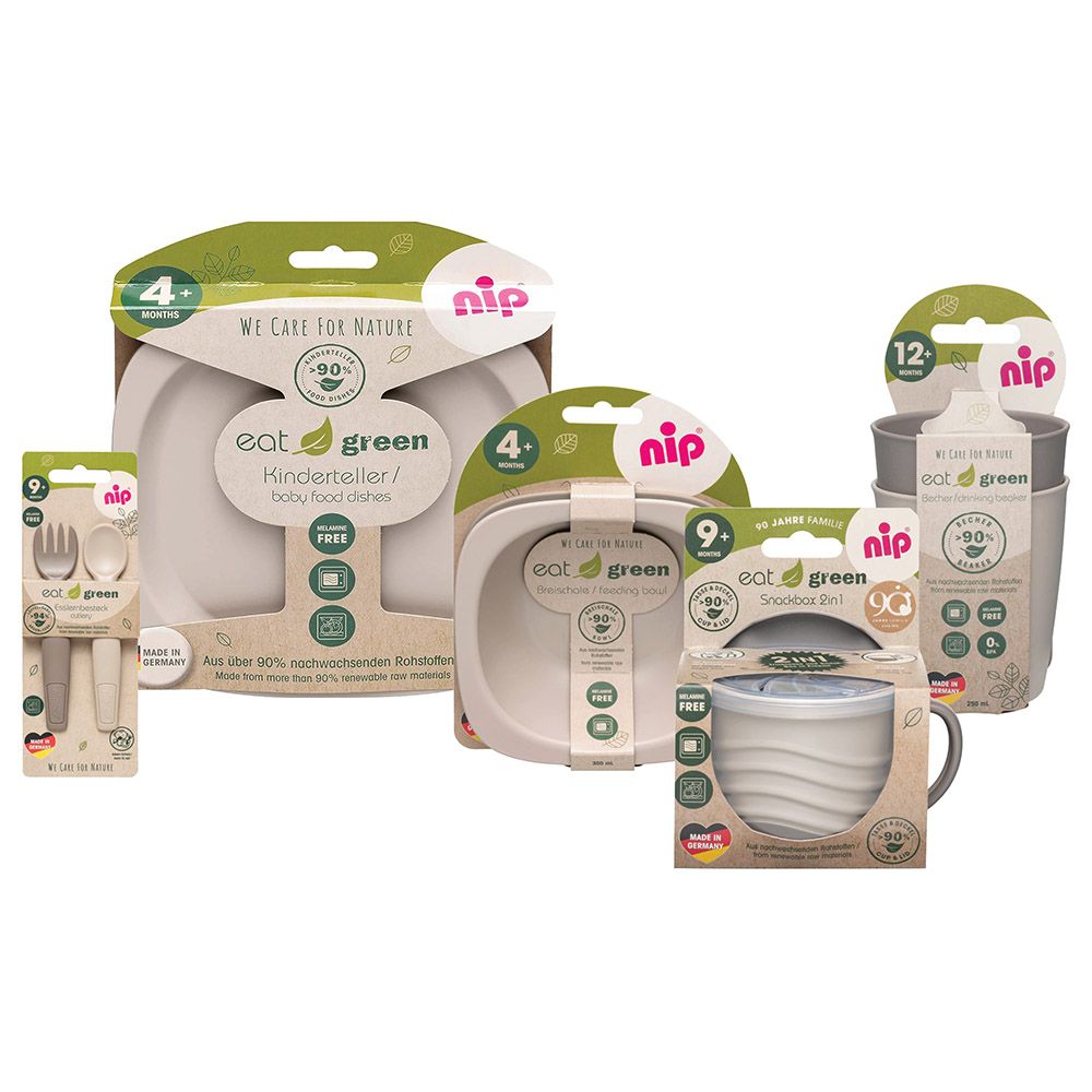 Nip - Eco-Friendly Mealtime Essentials Set - Grey - 9pcs