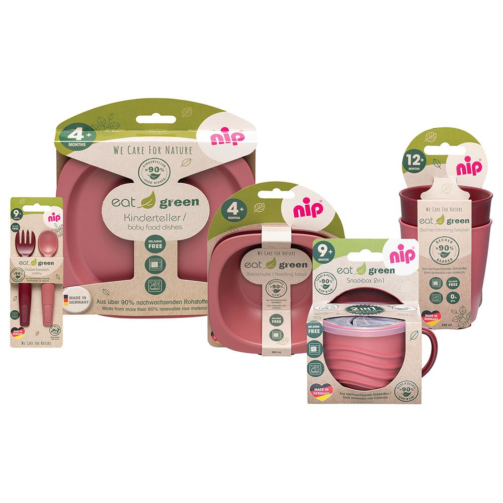 Nip - Eco-Friendly Mealtime Essentials Set - Red - 9pcs