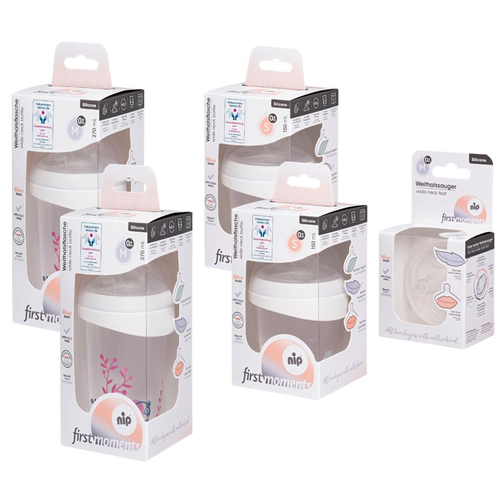 Nip - First Moments Wide-Neck PP Bottle Set 5 Pcs