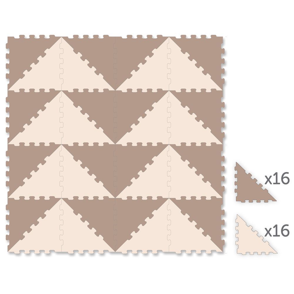 Sunta - 2-Colours Triangle Puzzle Floor Mat 32pcs - Brown/Beige