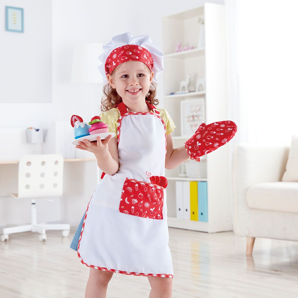 Hape - Cook'N Serve Kitchen w/ Fan Fryer & Little Chef Apron Set 5pcs