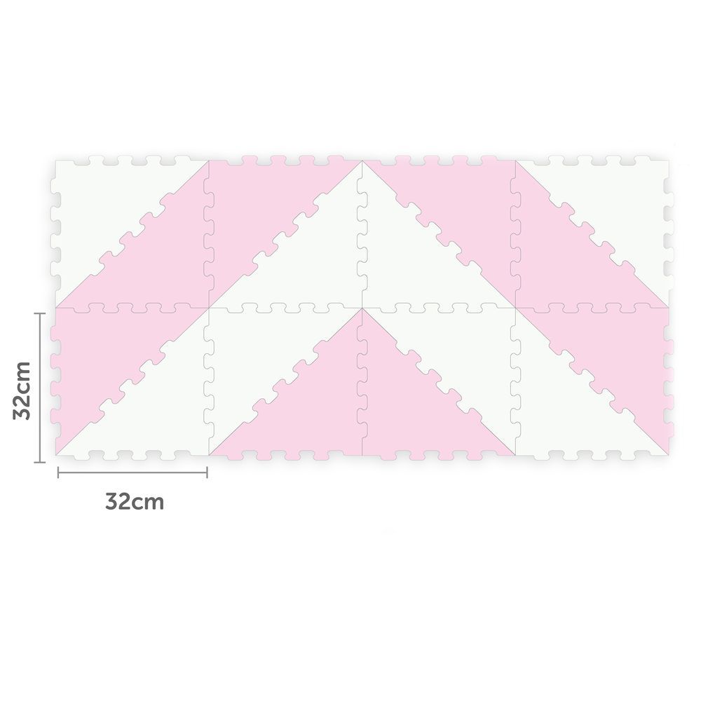 Sunta - 2-Colours Triangle Puzzle Floor Mat 32pcs - Pink/White