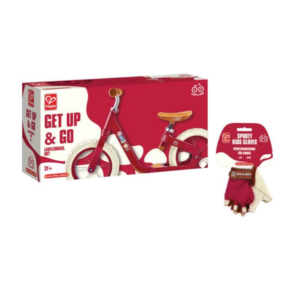 Hape - Get Up & Go Balance Bike w/ Gloves - Red