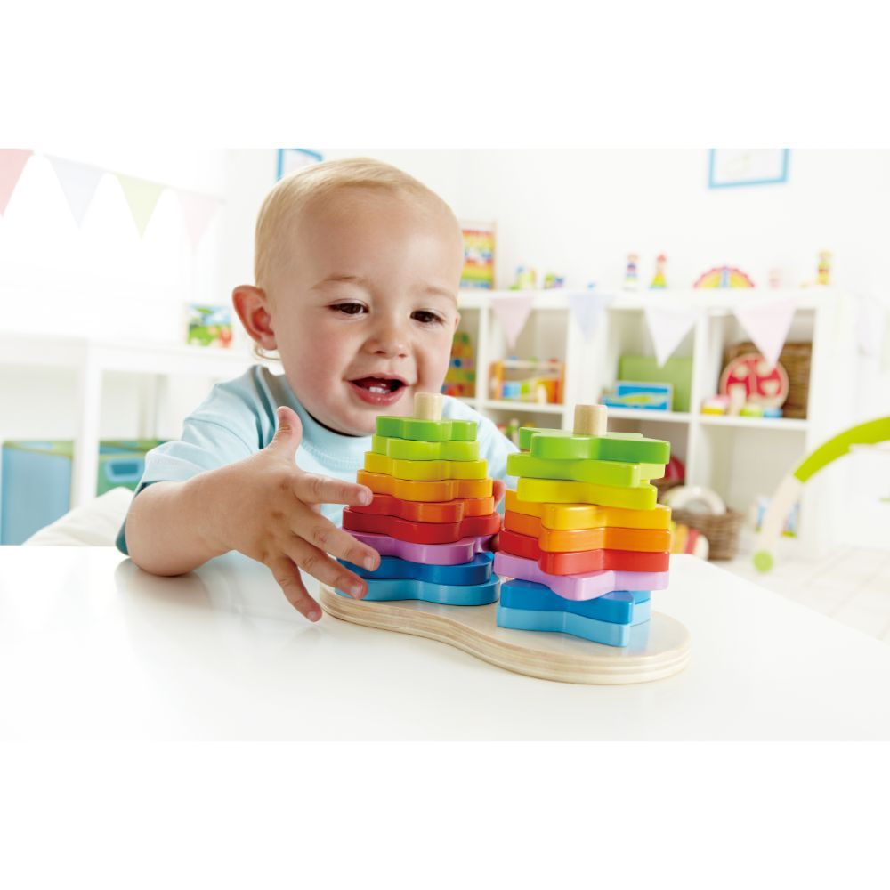 Hape - Double Rainbow Stacking & Building Wooden Toy - 19pcs