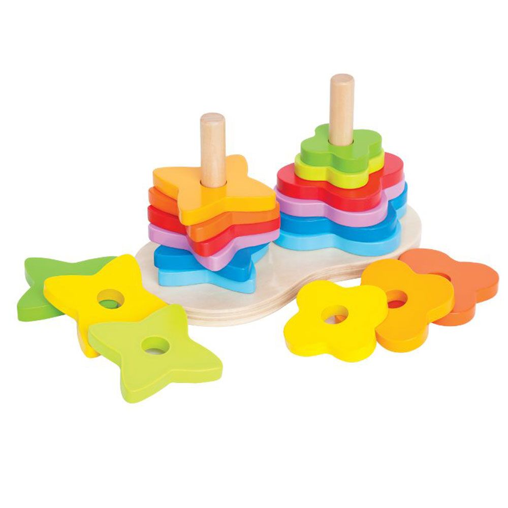 Hape - Double Rainbow Stacking & Building Wooden Toy - 19pcs