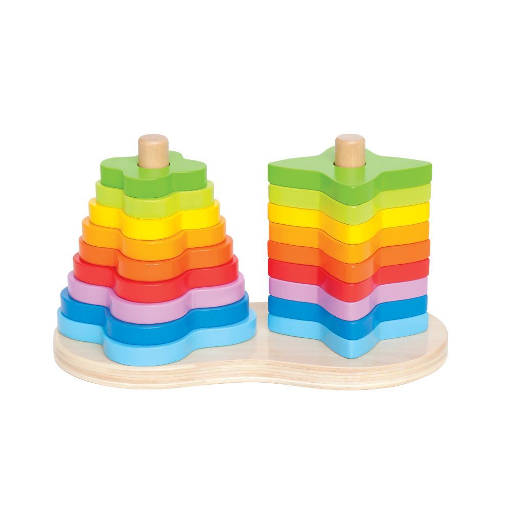 Hape - Double Rainbow Stacking & Building Wooden Toy - 19pcs