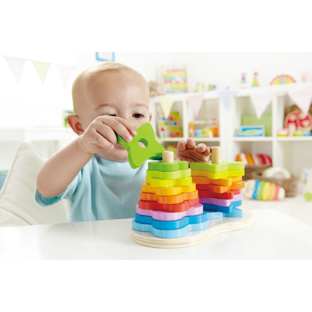 Hape - Double Rainbow Stacking & Building Wooden Toy - 19pcs