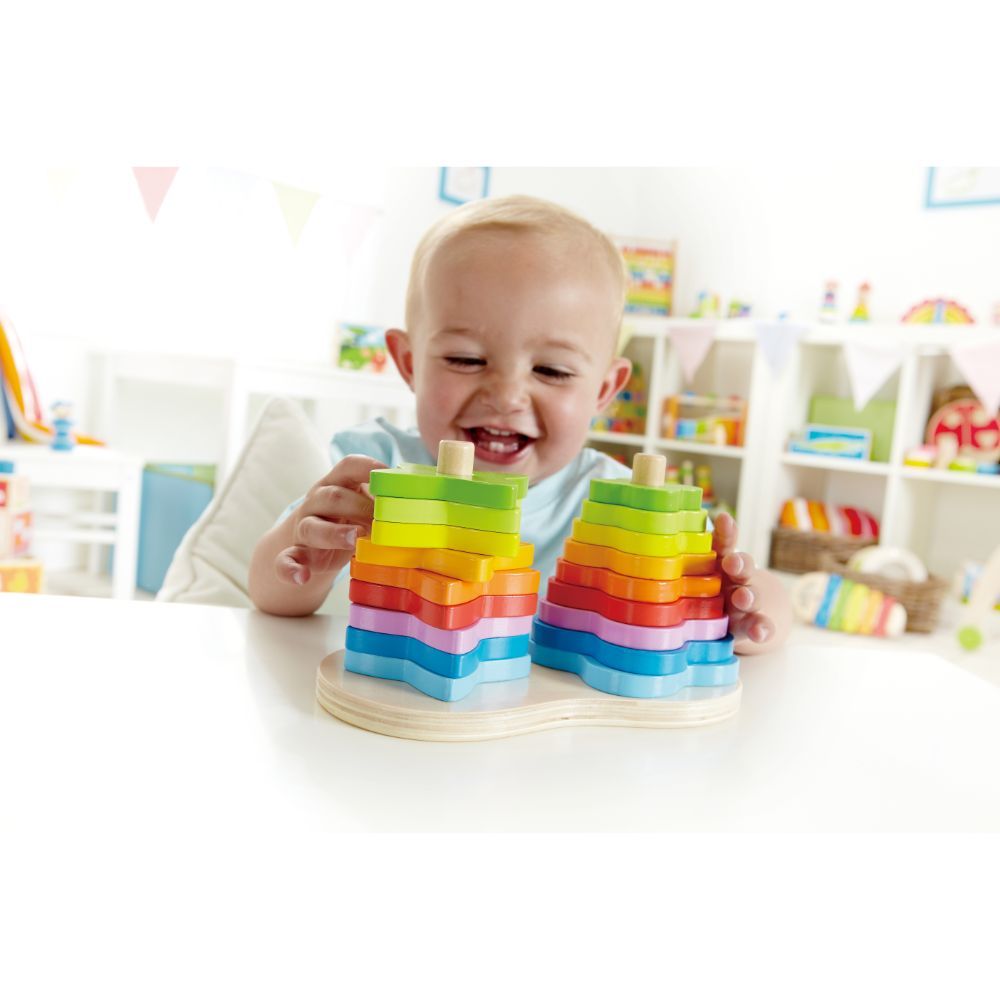 Hape - Double Rainbow Stacking & Building Wooden Toy - 19pcs