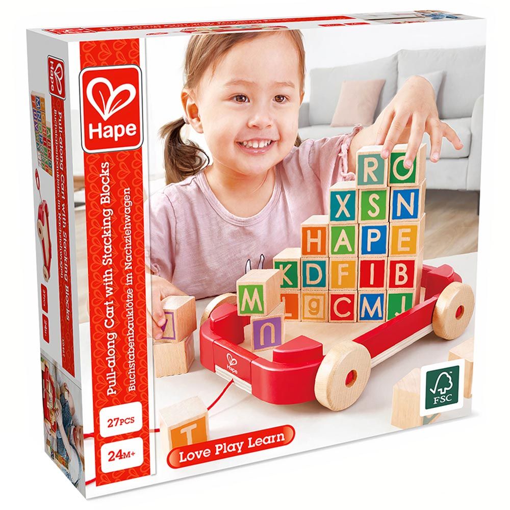 Hape - Pull-along Cart W/ Stacking Blocks