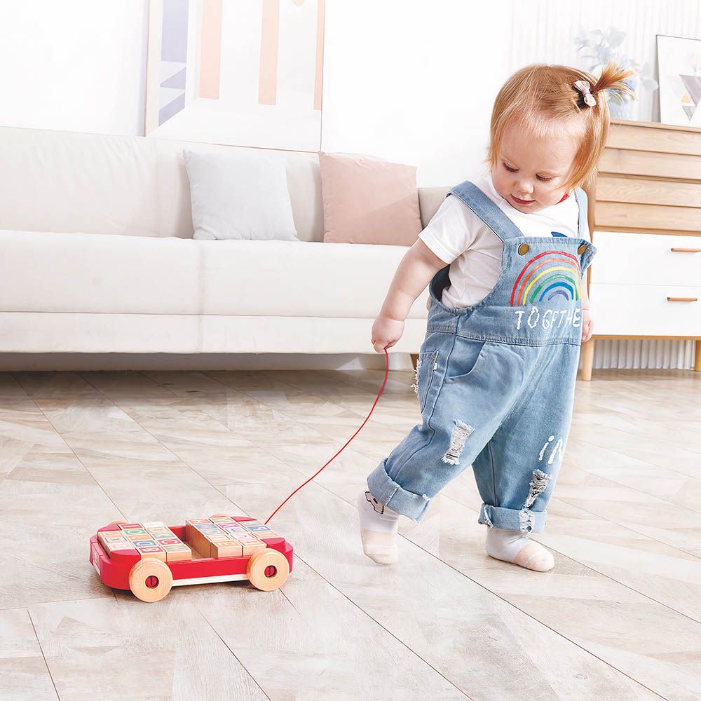 Hape - Pull-along Cart W/ Stacking Blocks