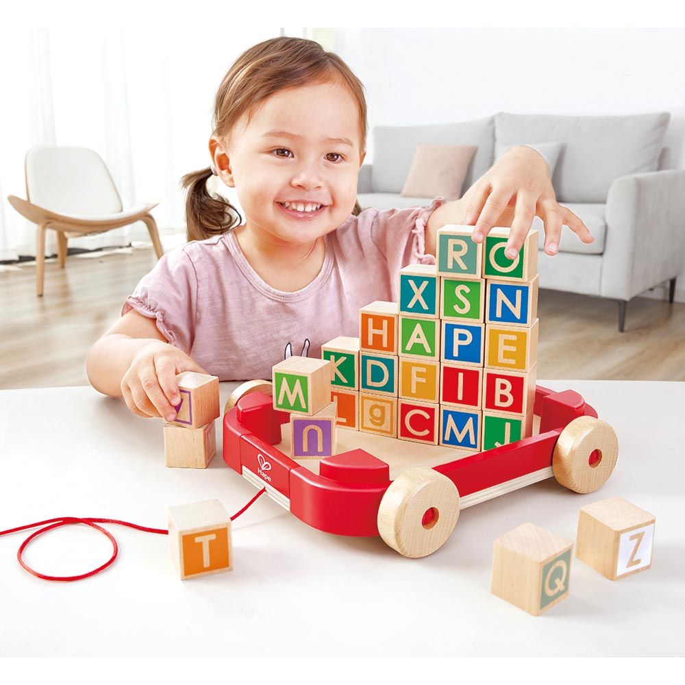 Hape - Pull-along Cart W/ Stacking Blocks