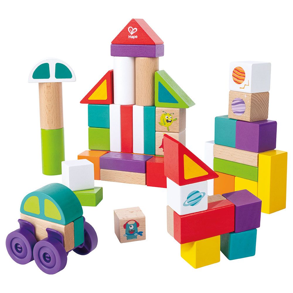 Hape - Space Monster Wooden Stacking Block Set - 54pcs