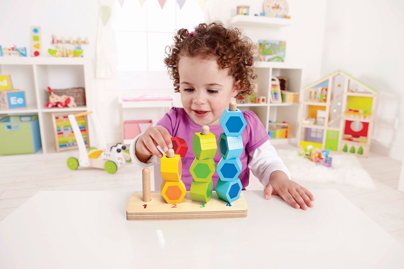 Hape - Counting Stacker Wooden Blocks Building Puzzle - 11pcs 