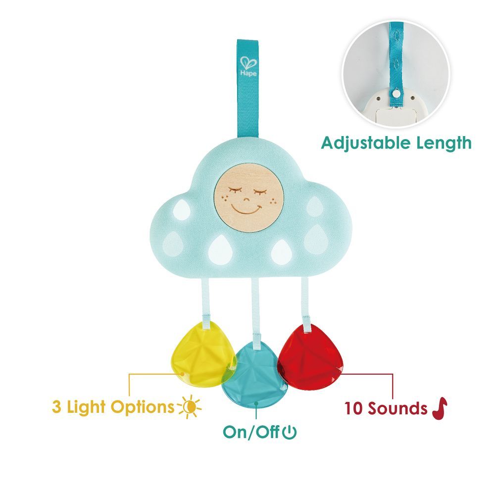 Hape - Musical Cloud Light Baby Crib Mobile Toy - Blue