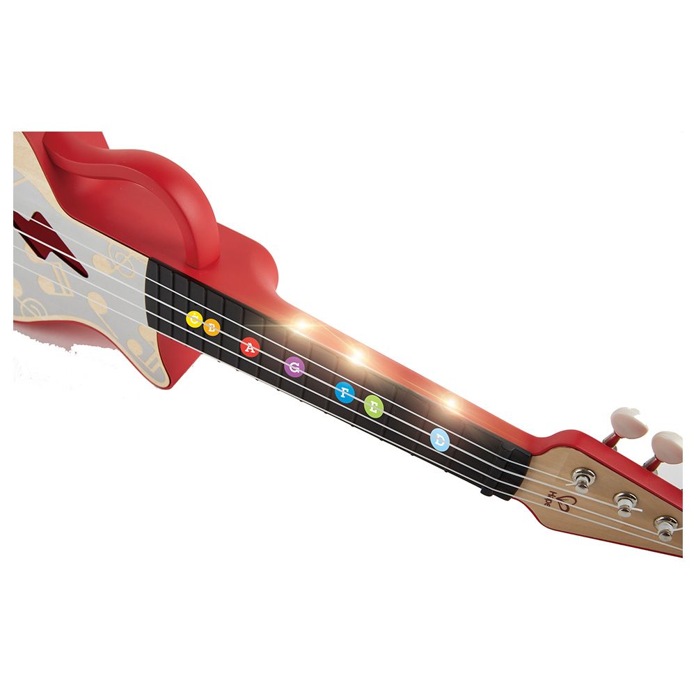 Hape - Learn with Lights Electric Ukulele Wooden Instrument - Red