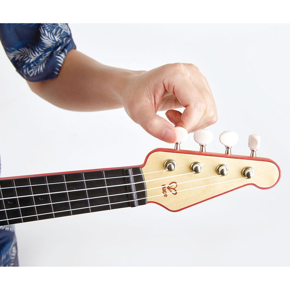 Hape - Learn with Lights Electric Ukulele Wooden Instrument - Red