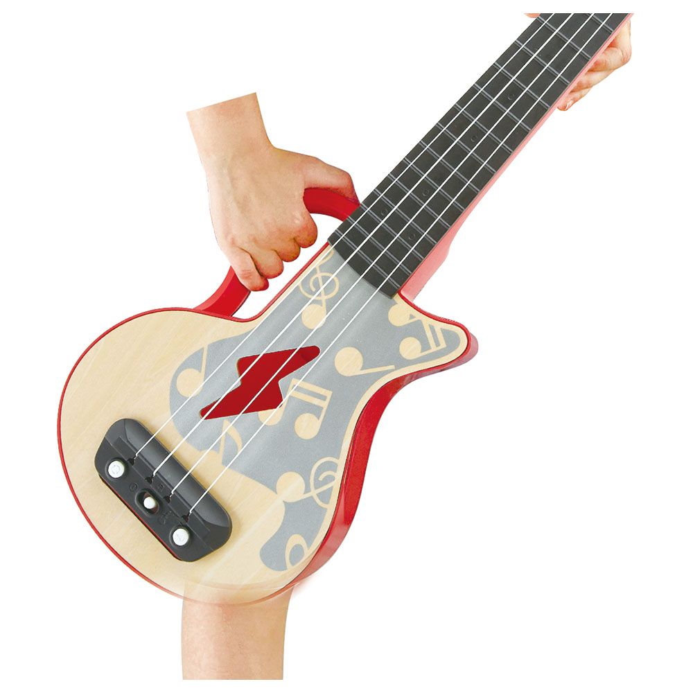 Hape - Learn with Lights Electric Ukulele Wooden Instrument - Red