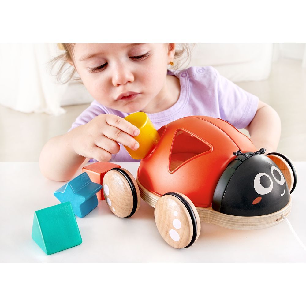 Hape - Ladybug Shape-Sorter Pull Along Toy 5pcs