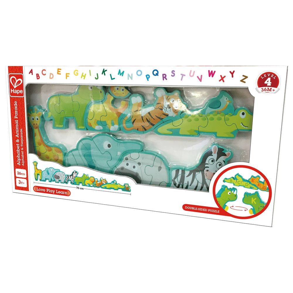 Hape - Double Sided Alphabet & Animal Wooden Puzzle 26pcs