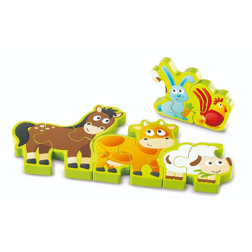 Hape - Double-Sided Numbers & Farm Animal Wooden Jigsaw Puzzle