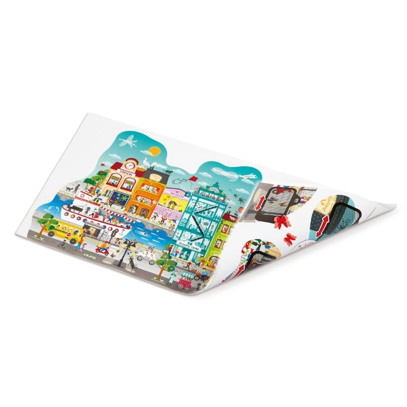 Hape - Animated City Cardboard & Puzzle Game - 49pcs