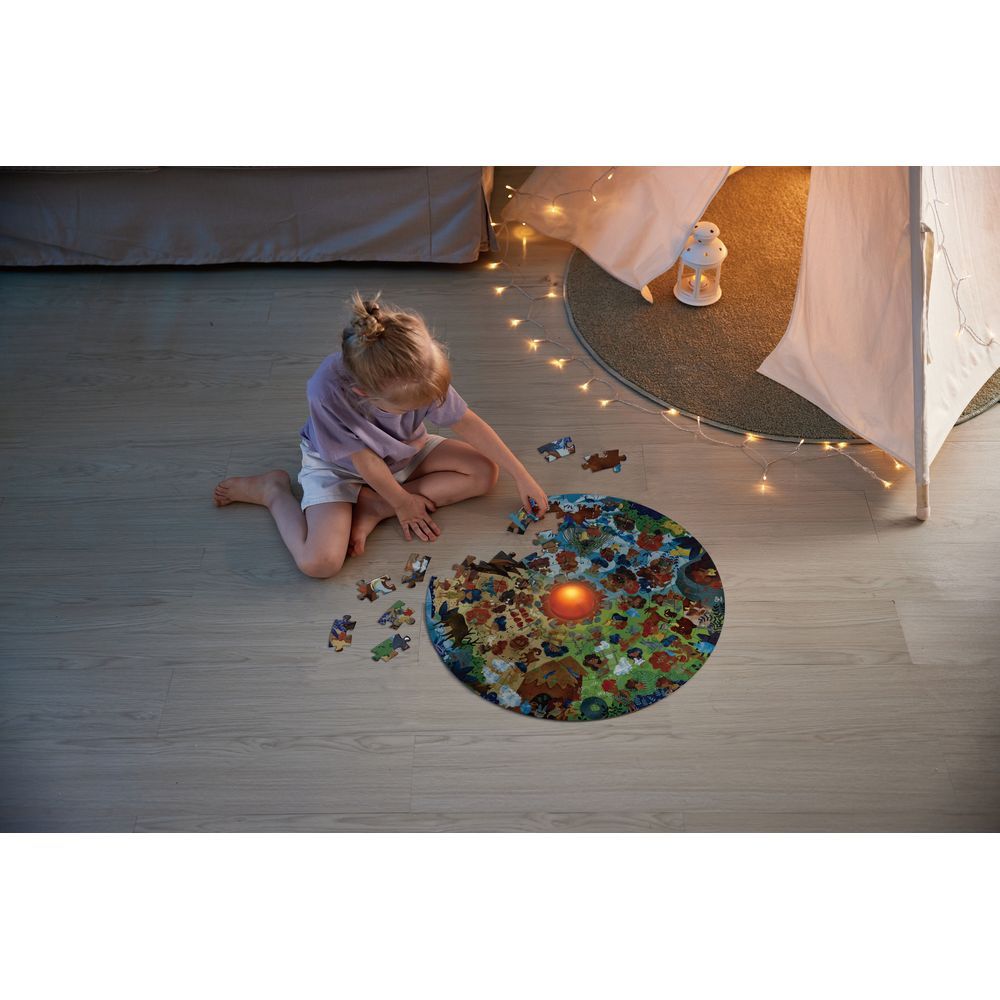 Hape - Stone Age Floor Puzzle W/ LED Fire 100pcs