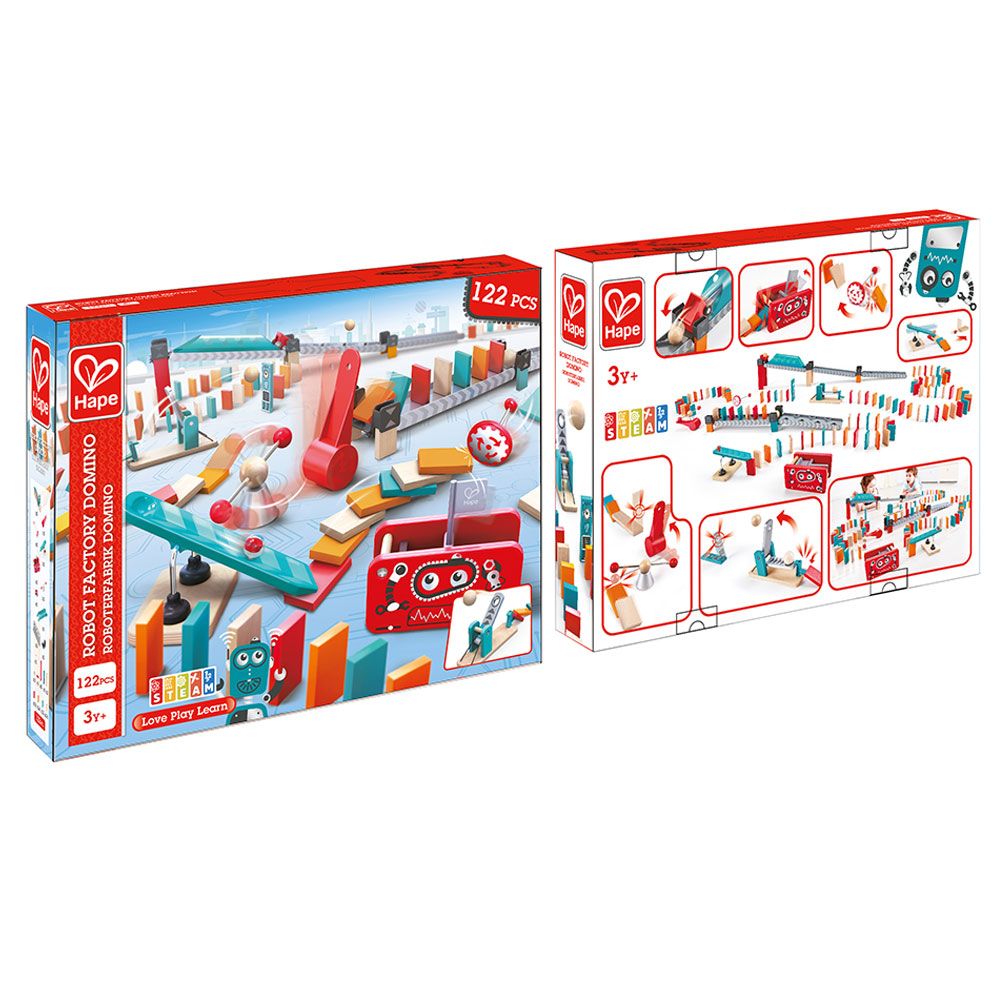 Hape - Robot Factory Domino STEAM Toy Wooden Set - 122pcs