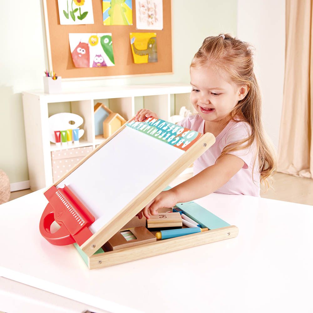 Hape - Foldable Double-side Tabletop Store & Go Easel