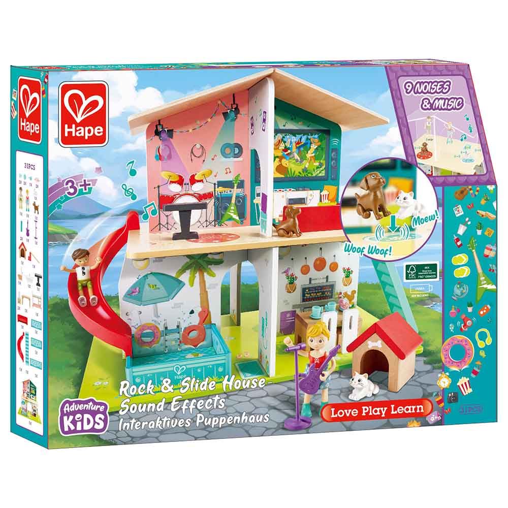 Hape - Rock & Slide Wooden Playhouse With Sound Effects