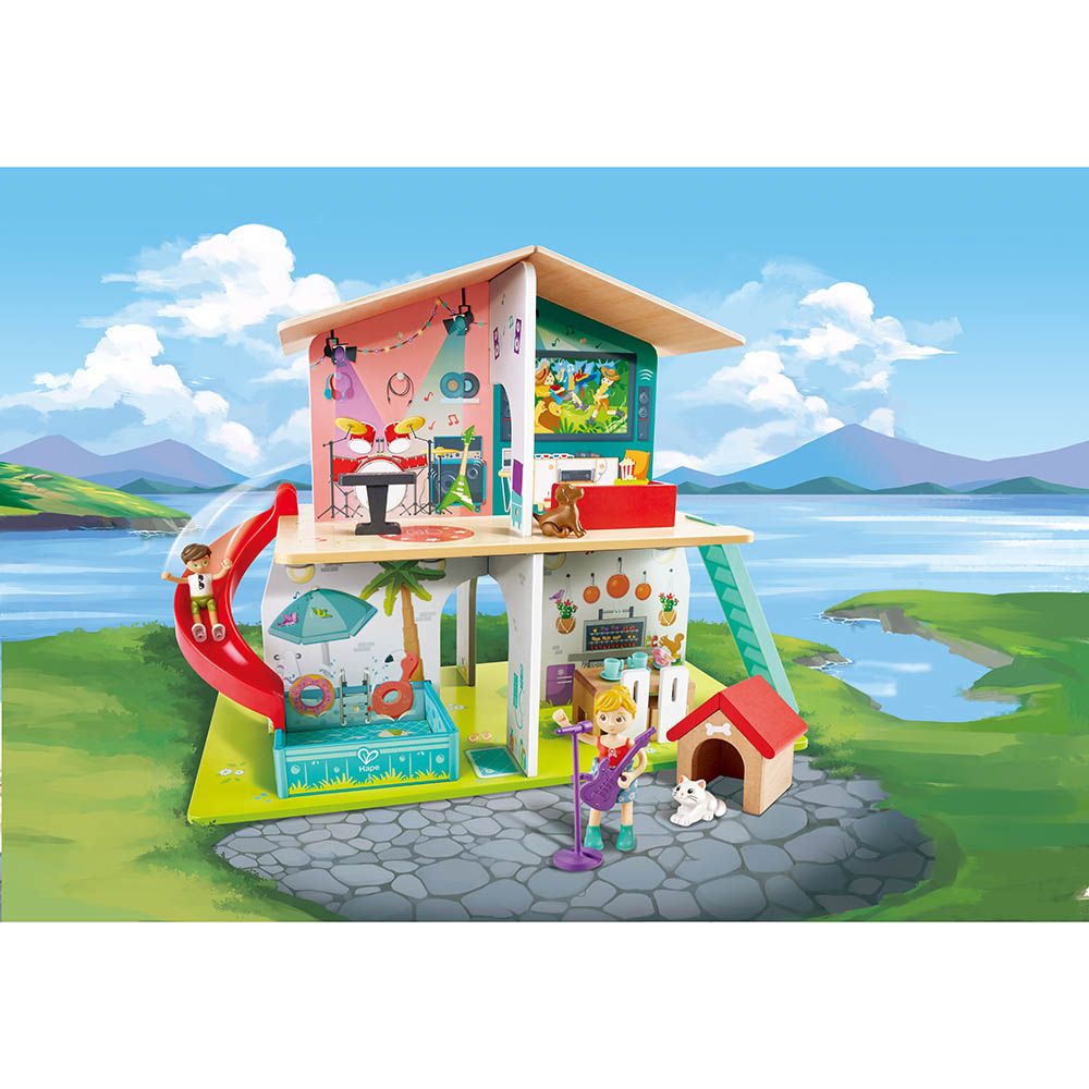 Hape - Rock & Slide Wooden Playhouse With Sound Effects