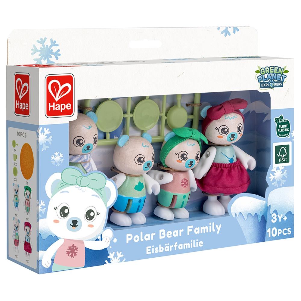 Hape - Green Planet Explorers FSC Polar Bear Family - 10pcs